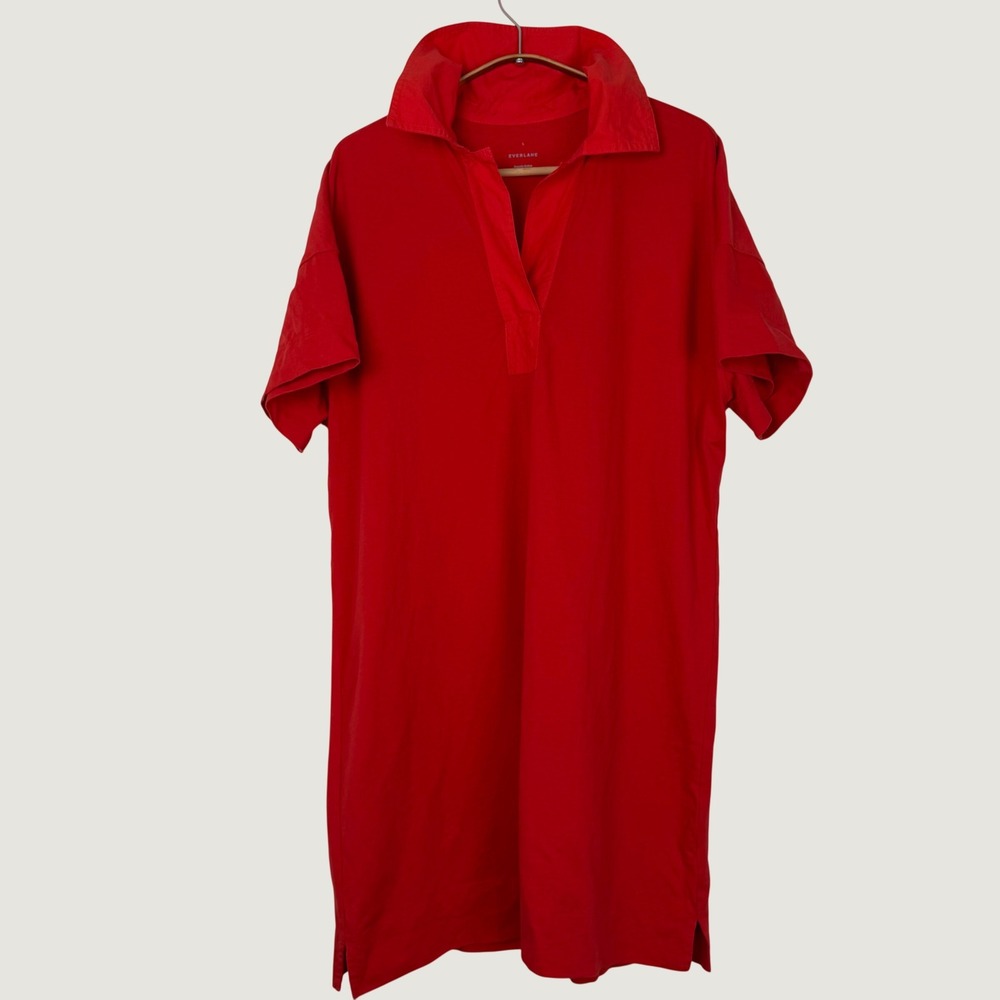 Everlane Red‎ Organic Cotton Polo Mini Dress V-Neck Short Sleeve Relaxed Large